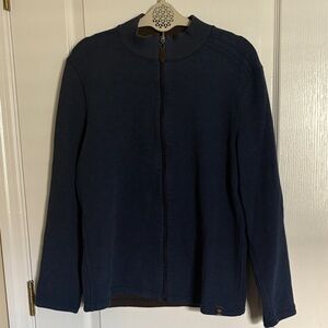Jachs NY Reversible Zip Down Sweater Style Navy Blue and Brown Jacket